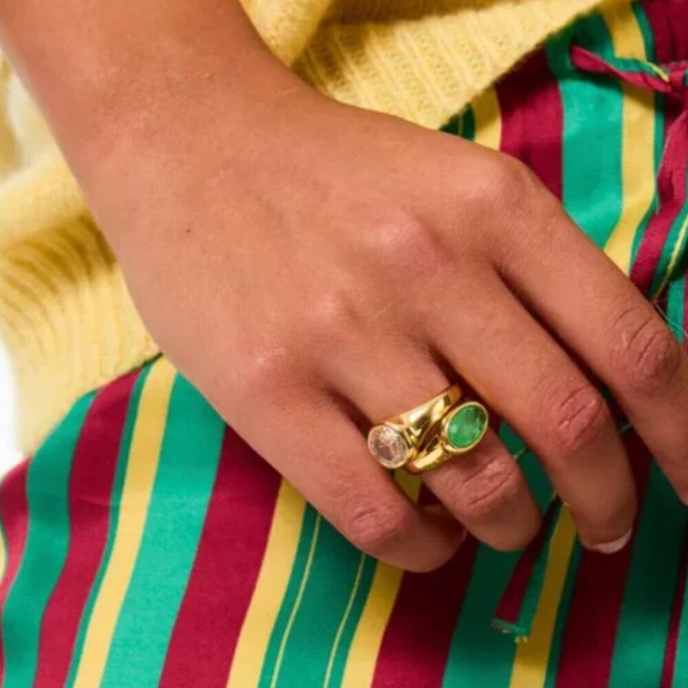 Roxanne Assoulin The Little Bits Rings Set of 2 Size7 Gold Green
